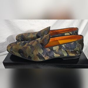 Magnanni Voto Camo Velvet Loafers Green Black Men Size 46 US 13 New With Box